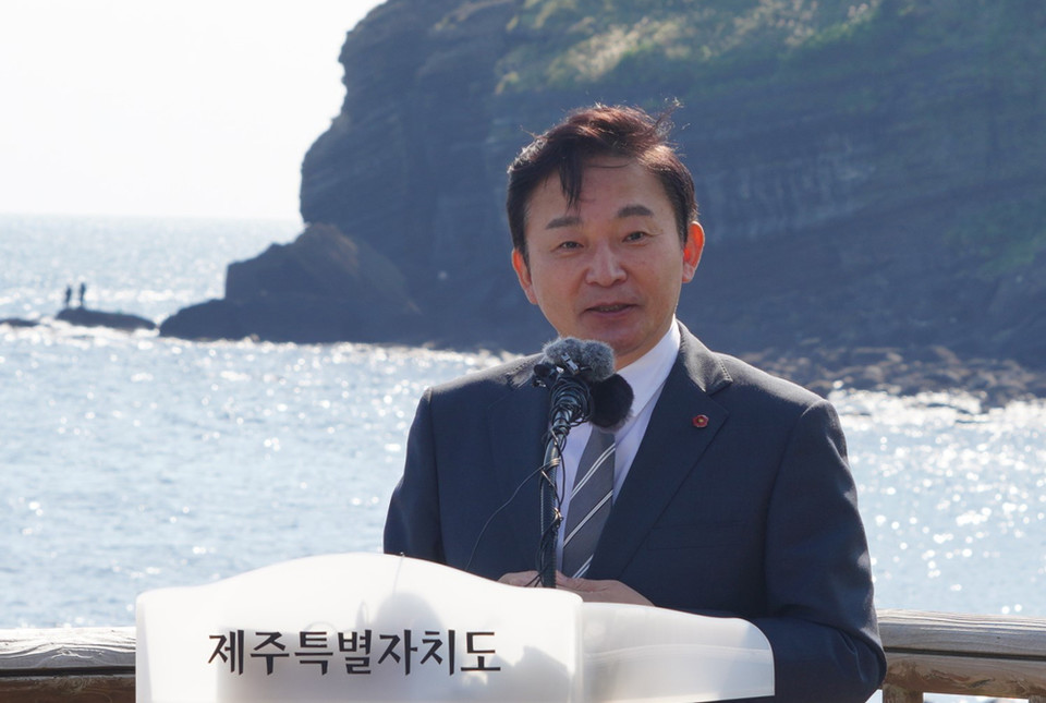 원희룡 지사가 25일 '송악산 선언' 발표 기자회견을 열었다.(사진=제주자치도 제공)