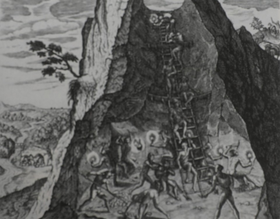포토시 광산의 참상을 알리는 그림. 디오도루스 드 브라이의 1590년대 판화
