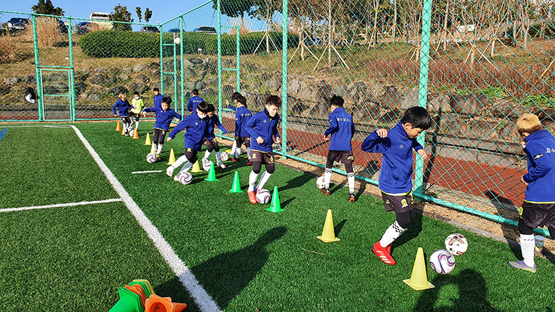 파주유소년 팀이 훈련 중이다.(사진=강문혁 기자)