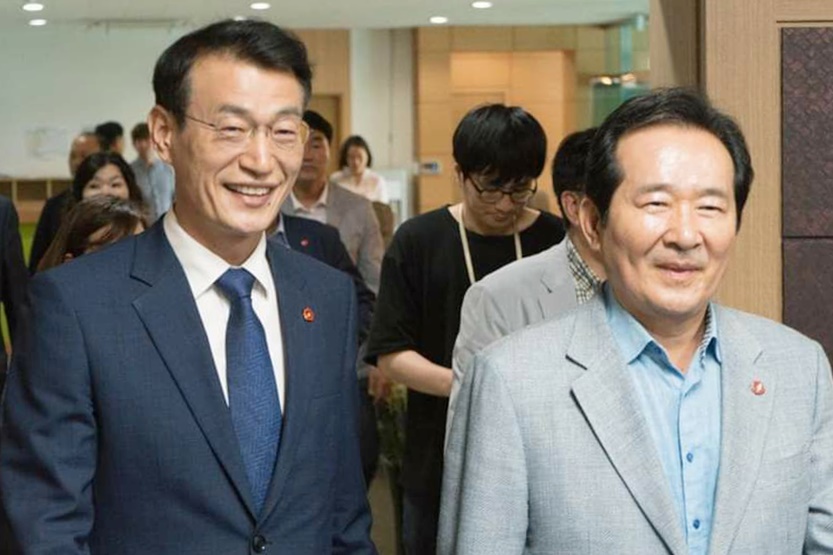 문대림 예비후보와 정세균 총리(사진=문대림 예비후보 제공)