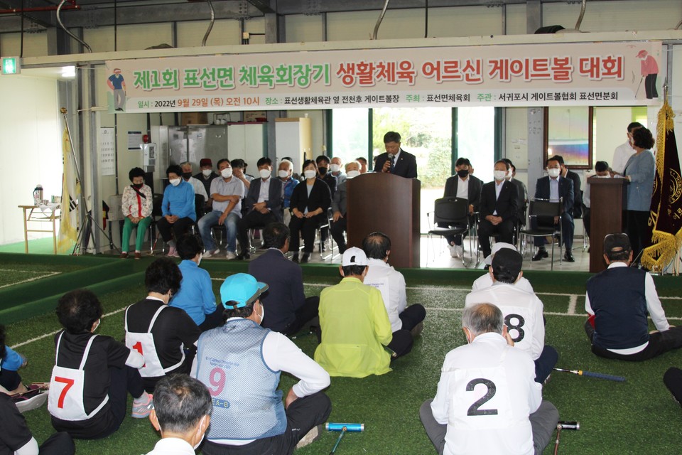 제1회 표선면체육회장기 게이트볼대회가 29일 열렸다.(사진=장태욱 기자)