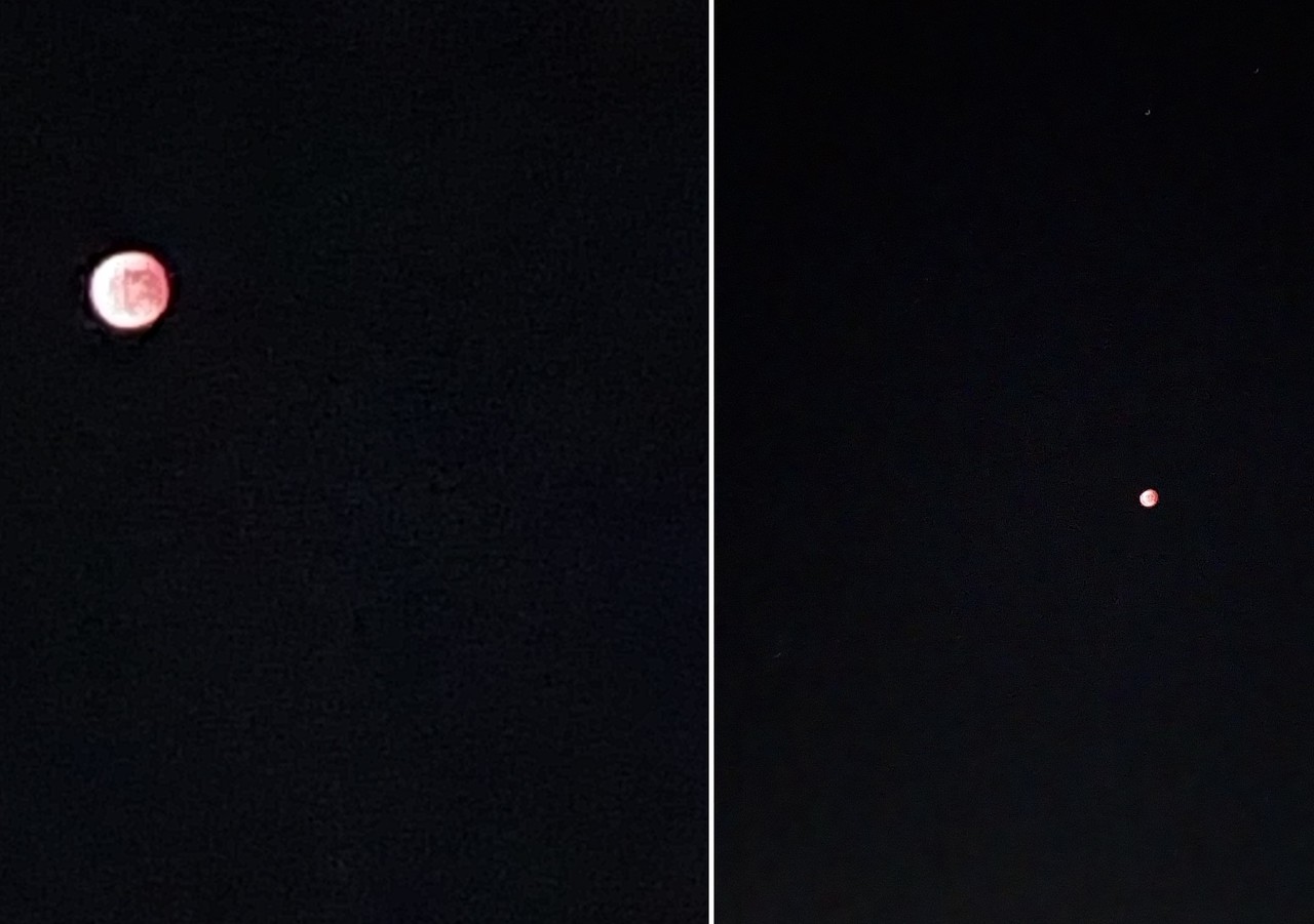 11월 8일 저녁 8시 37분 경 동홍동 지역에서 관측된 개기월식 (사진=설윤숙 인턴기자) 