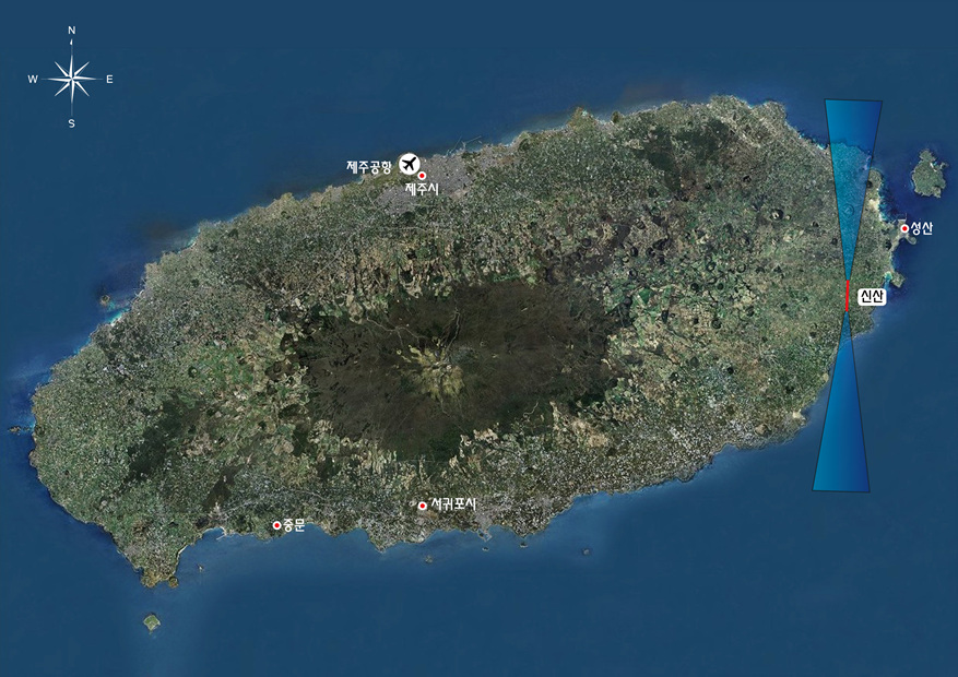 정부가 2015년 성산읍 일대에 신공항을 건설하겠다는 계획과 함께 발표한 지도