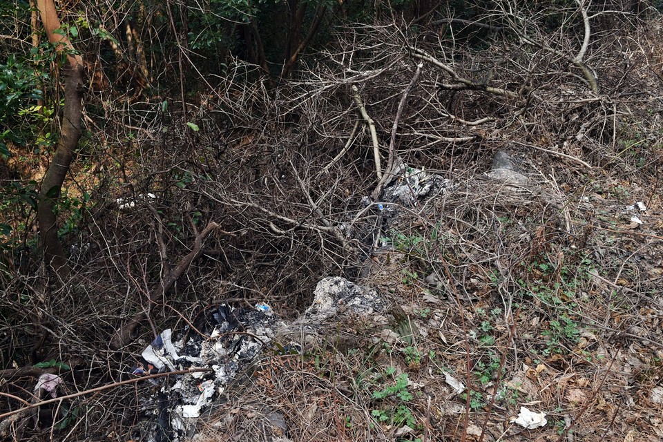 하천 주변에 쓰레기가 널려 있다.(사진=장태욱 기자)