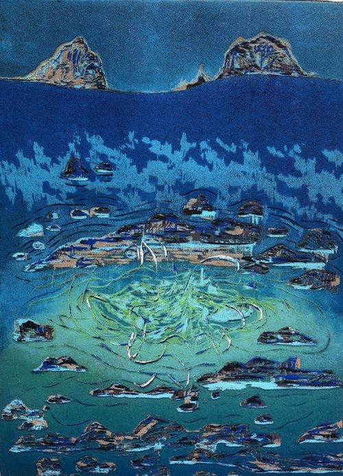 홍진숙, 법환공물깍, 69×50cm, woodcut, 2022