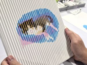 박승리 씨는 본인이 키우는 고양이와 부모님이 키우는 고양이 두 마리를 렌티큘러 기법으로 표현했다.