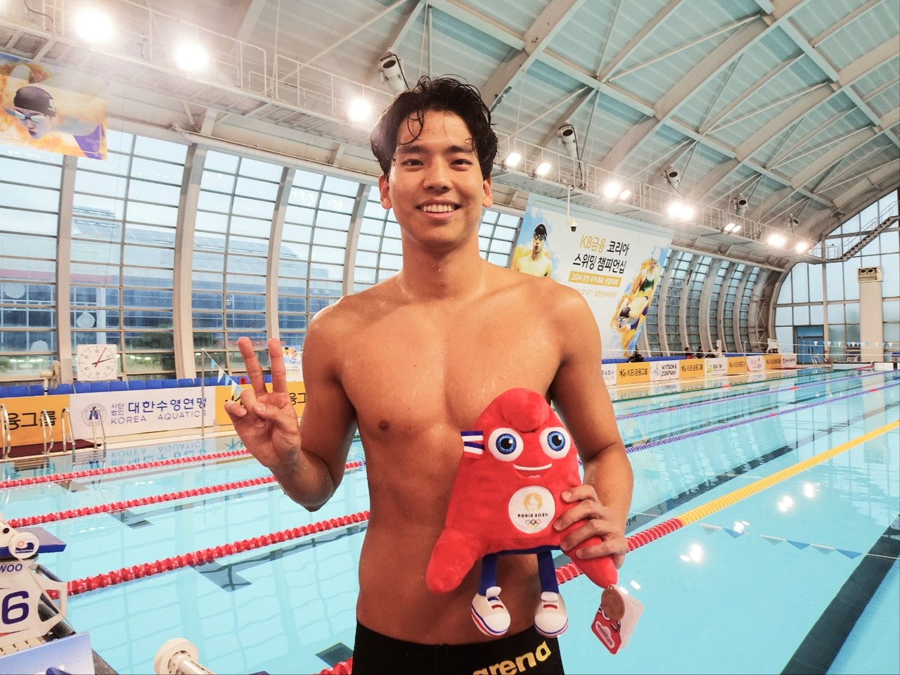 올림픽 두 종목 출전 확정지은 이주호 선수 모습.