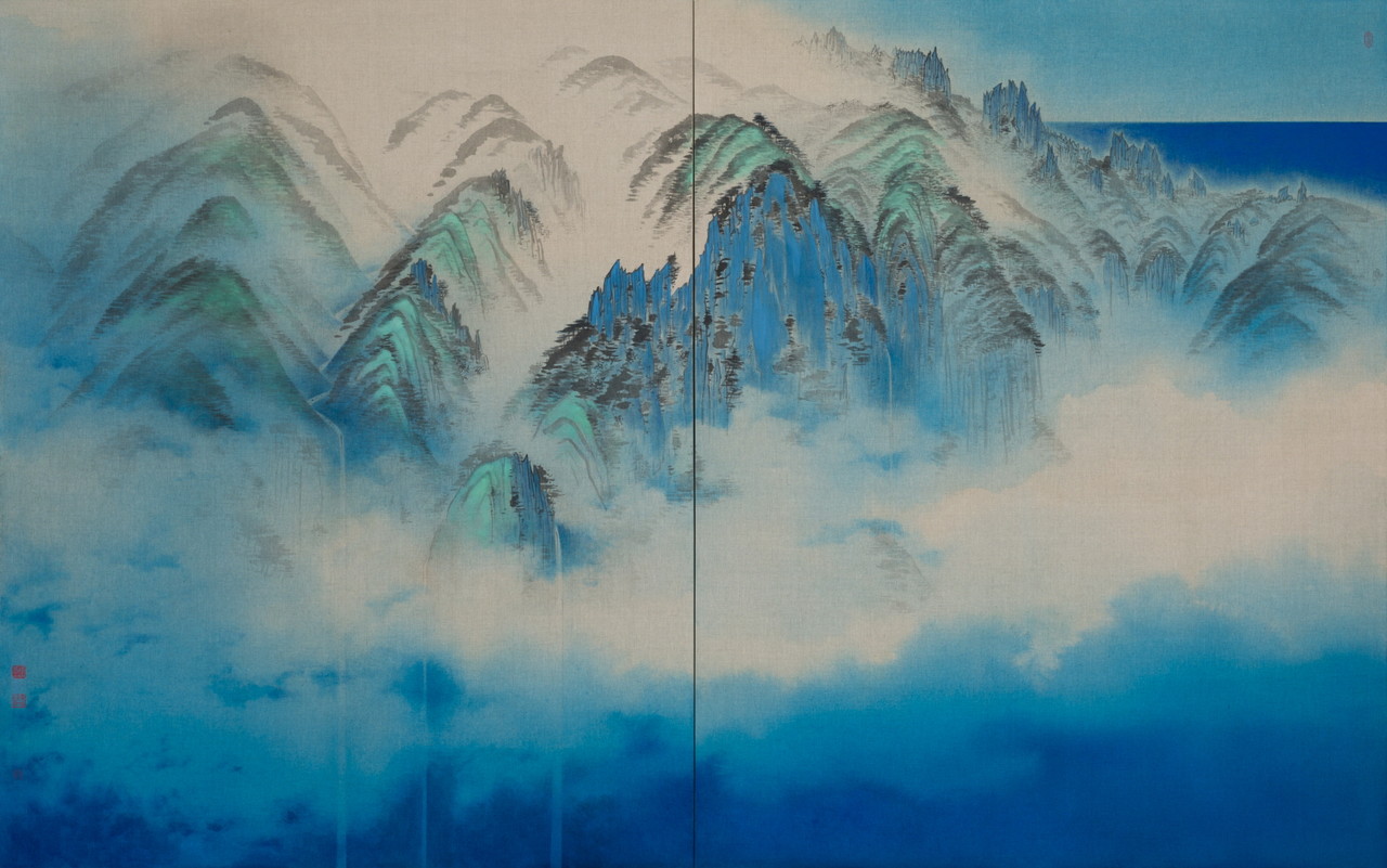 금릉 김현철 '한라산 영실' - 린넨에 수묵 채색