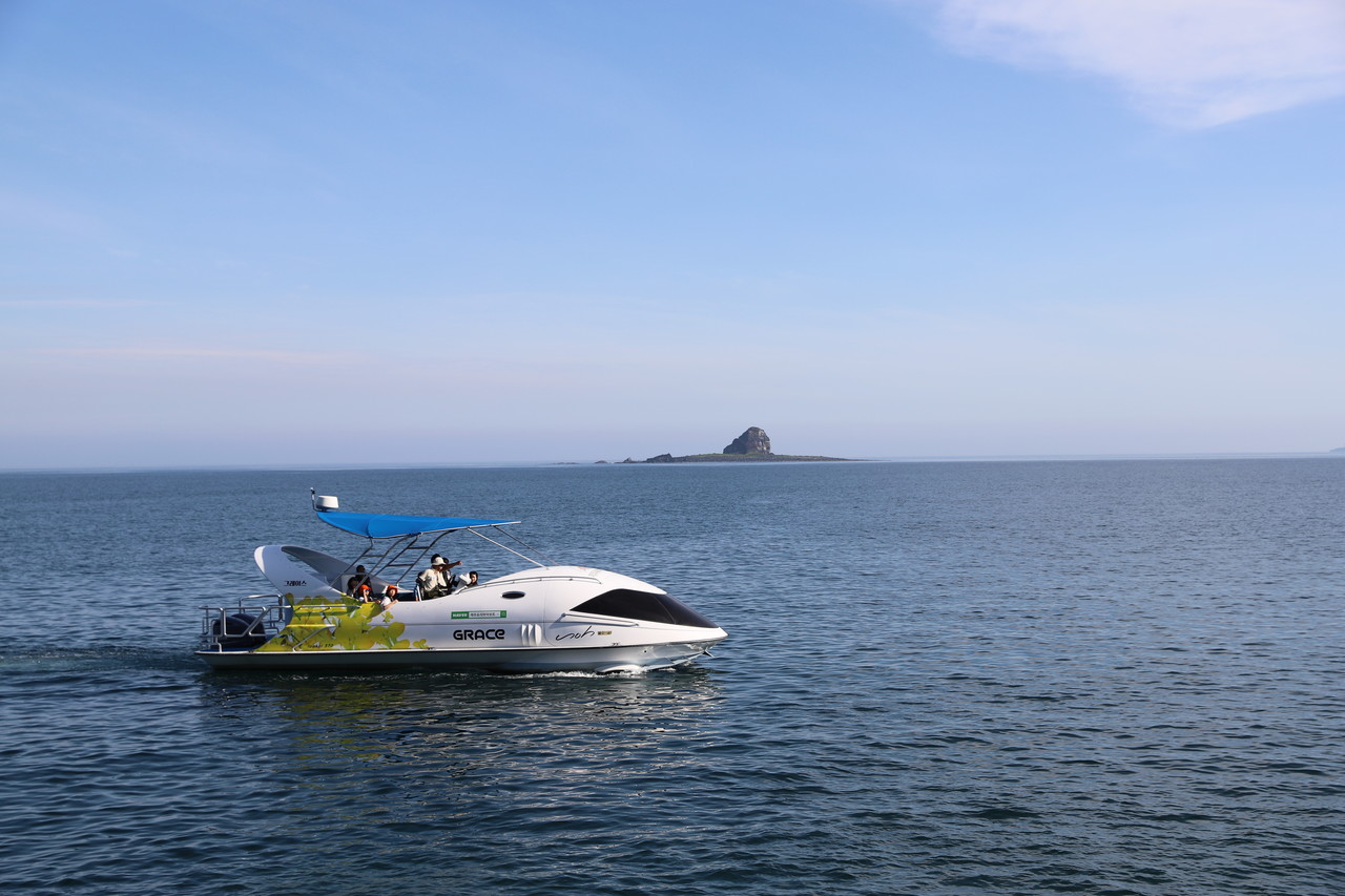 요트 관광객 모습.