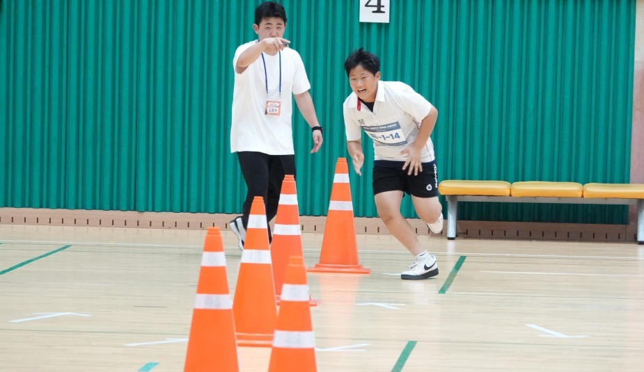 제주 학생선수 체력왕 선발대회 모습.
