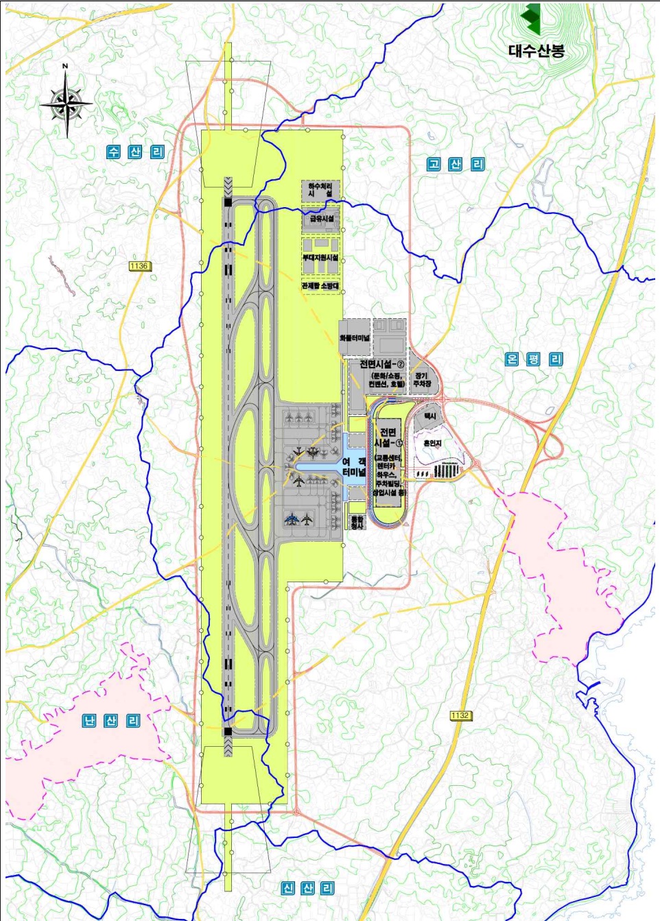 제주 제2공항 개발사업 위치도(제주 제2공항 타당성 평가 및 기본계획 수립 연구용역 종합보고서)